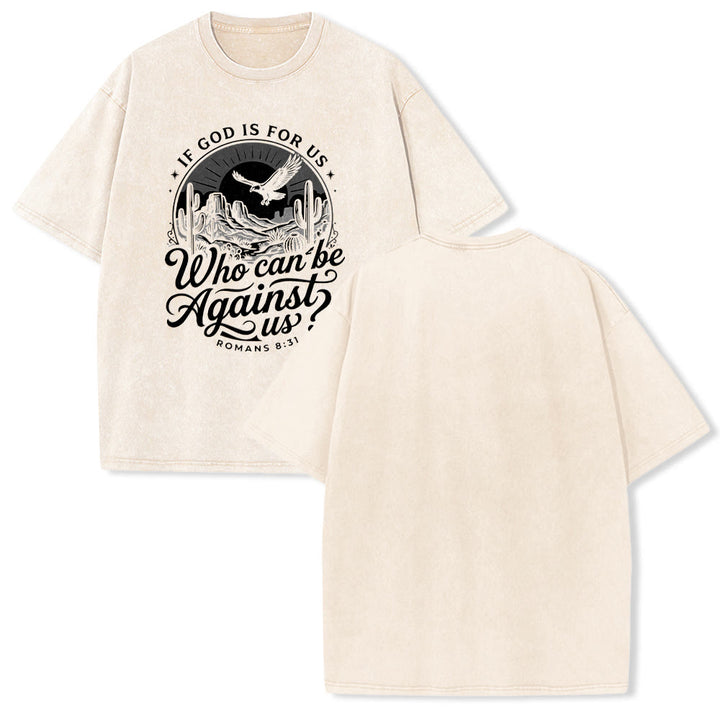 Christianartworkshop Se Dio è con noi Desert Eagle Cactus Romani 8:31 Fede occidentale T-shirt unisex lavata - Beige - 5XL - image 16