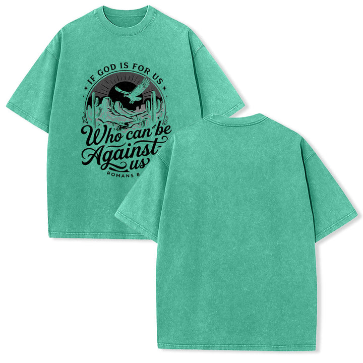 Christianartworkshop Se Dio è con noi Desert Eagle Cactus Romani 8:31 Fede occidentale T-shirt unisex lavata - Verde - 5XL - image 10