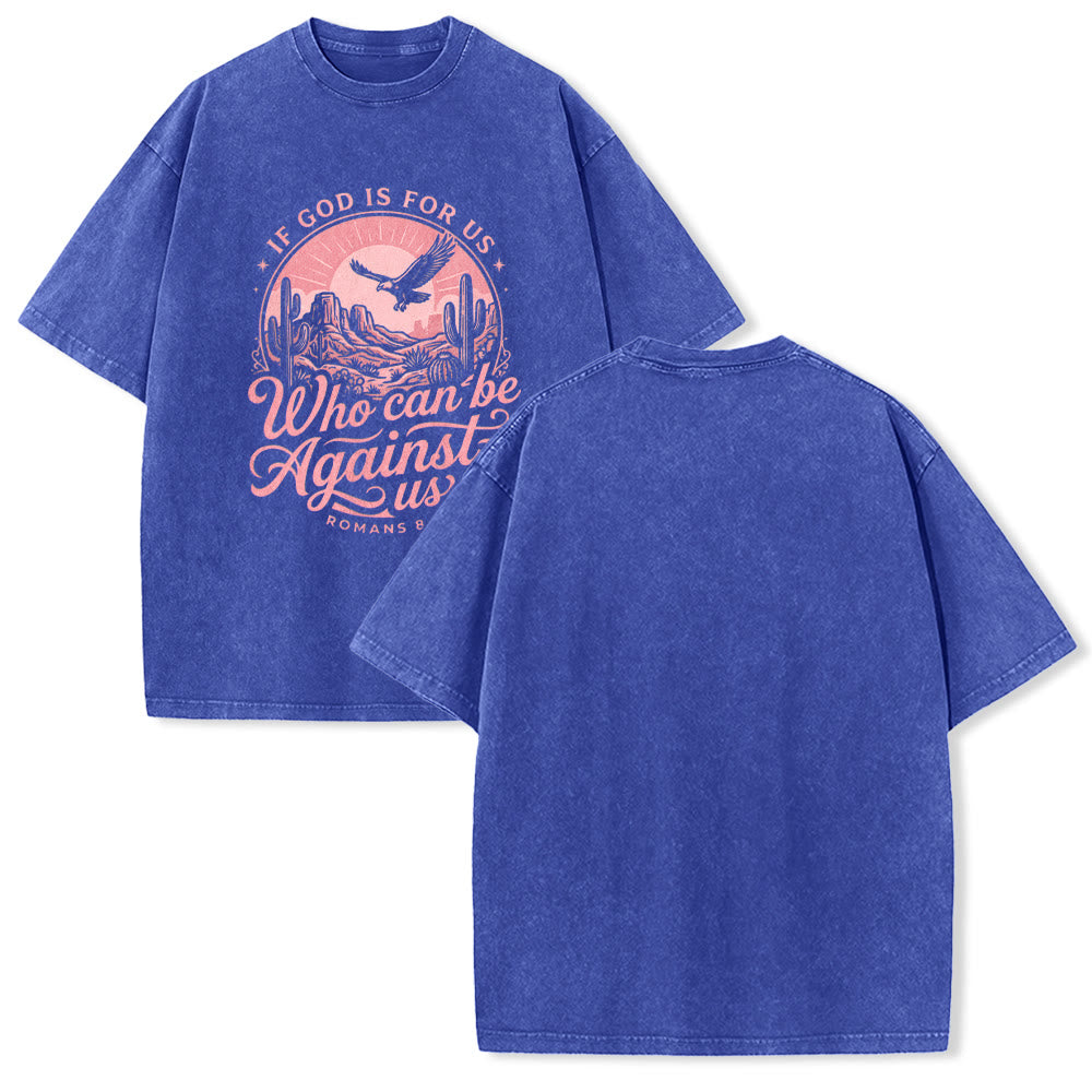 Christianartworkshop Se Dio è con noi Desert Eagle Cactus Romani 8:31 Fede occidentale T-shirt unisex lavata - Blu - 5XL - image 25