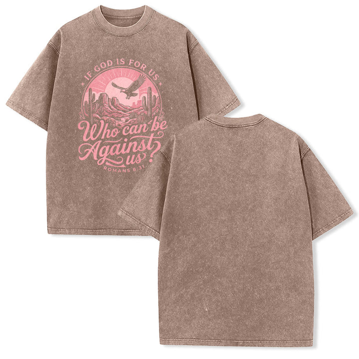 Christianartworkshop Se Dio è con noi Desert Eagle Cactus Romani 8:31 Fede occidentale T-shirt unisex lavata - Marrone - 5XL - image 13