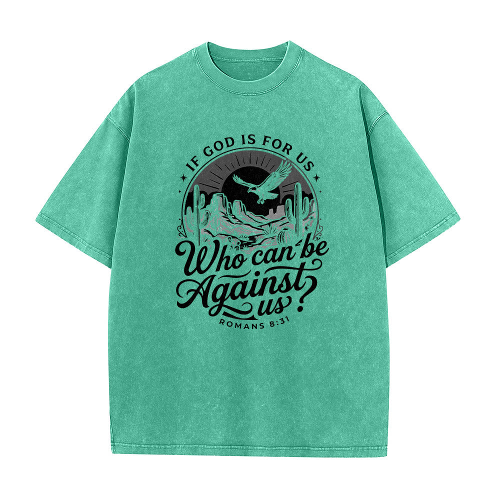 Christianartworkshop Se Dio è con noi Desert Eagle Cactus Romani 8:31 Fede occidentale T-shirt unisex lavata - image 11