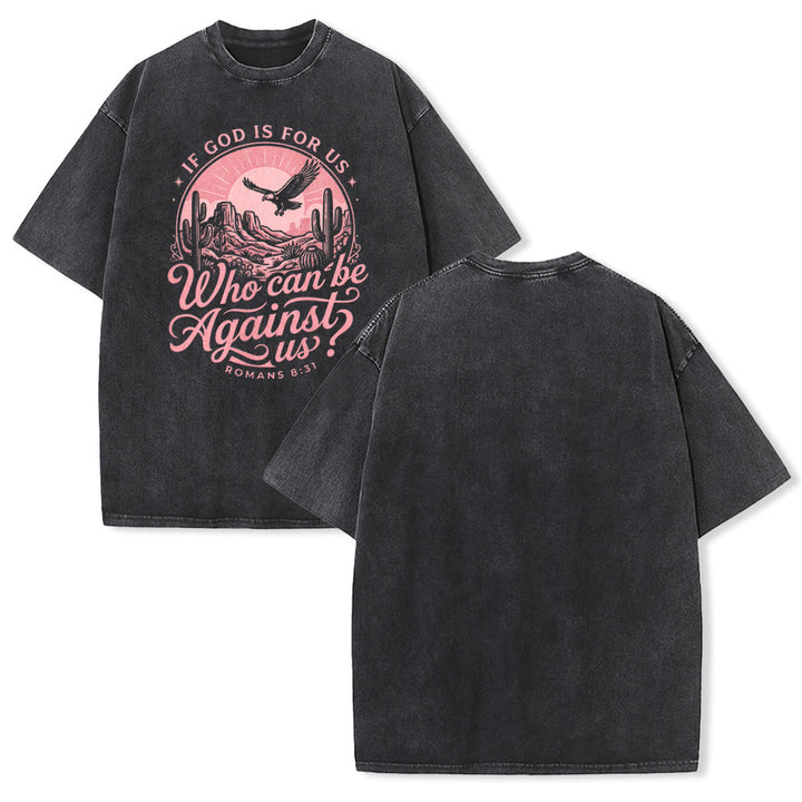 Christianartworkshop Se Dio è con noi Desert Eagle Cactus Romani 8:31 Fede occidentale T-shirt unisex lavata - Nero - 5XL - image 4