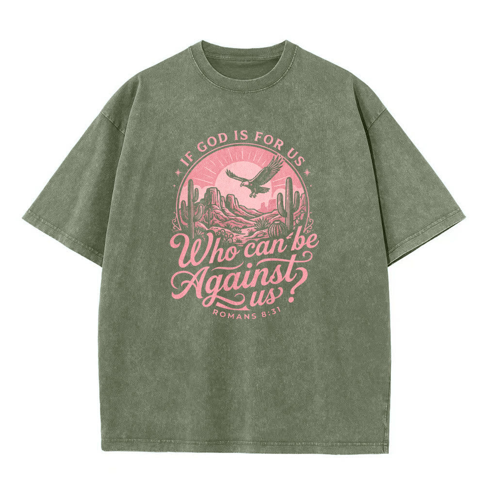 Christianartworkshop Se Dio è con noi Desert Eagle Cactus Romani 8:31 Fede occidentale T-shirt unisex lavata - image 8