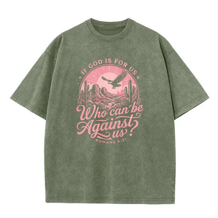 Christianartworkshop Se Dio è con noi Desert Eagle Cactus Romani 8:31 Fede occidentale T-shirt unisex lavata - image 8