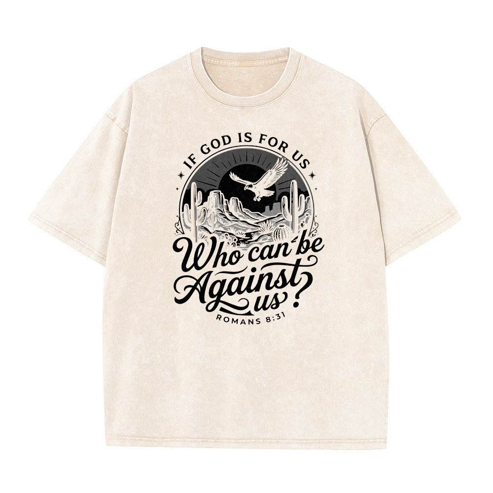 Christianartworkshop Se Dio è con noi Desert Eagle Cactus Romani 8:31 Fede occidentale T-shirt unisex lavata - image 17
