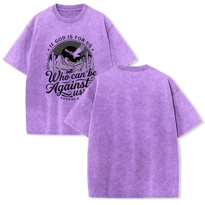 Christianartworkshop Se Dio è con noi Desert Eagle Cactus Romani 8:31 Fede occidentale T-shirt unisex lavata - Viola - 5XL - image 22