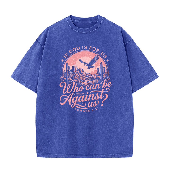 Christianartworkshop Se Dio è con noi Desert Eagle Cactus Romani 8:31 Fede occidentale T-shirt unisex lavata - image 26