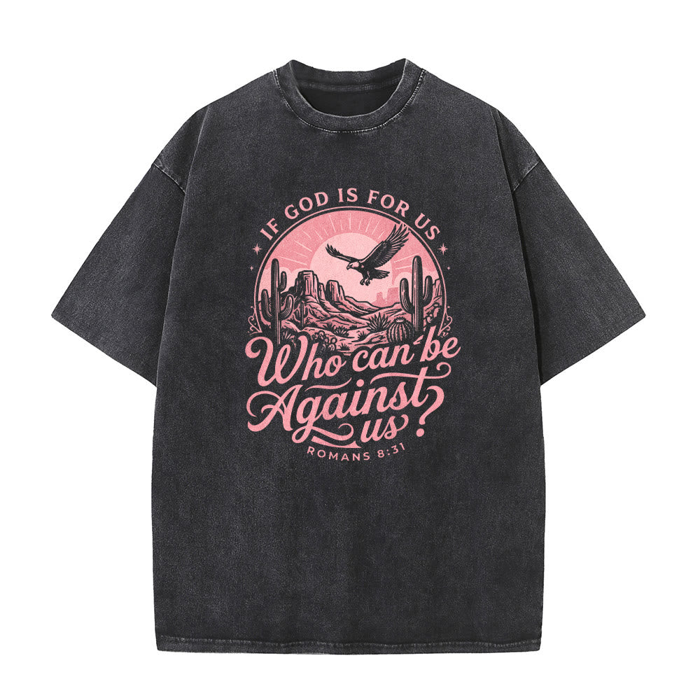 Christianartworkshop Se Dio è con noi Desert Eagle Cactus Romani 8:31 Fede occidentale T-shirt unisex lavata - image 5