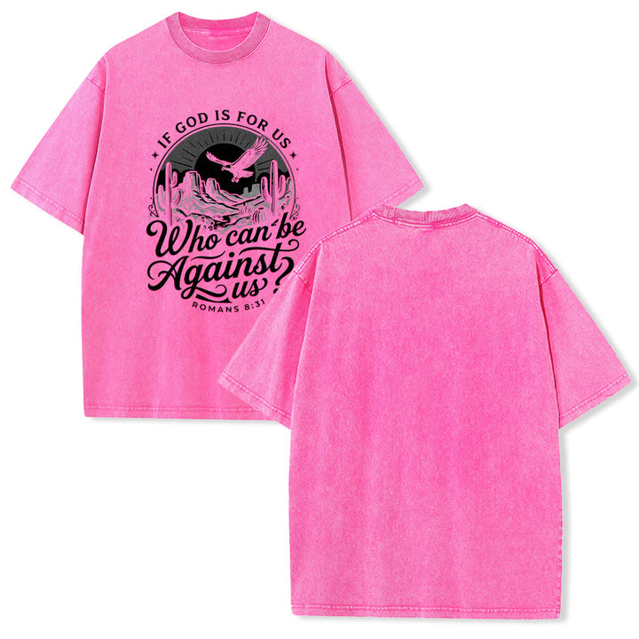 Christianartworkshop Se Dio è con noi Desert Eagle Cactus Romani 8:31 Fede occidentale T-shirt unisex lavata - Rosa - 5XL - image 19