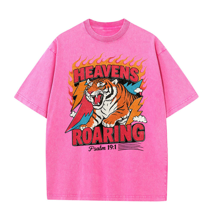 Christianartworkshop Maglietta unisex retrò con stampa "Heavens Roaring Tiger Flame Lightning Psalm 19:1" e motivo tigre ruggente. - image 23