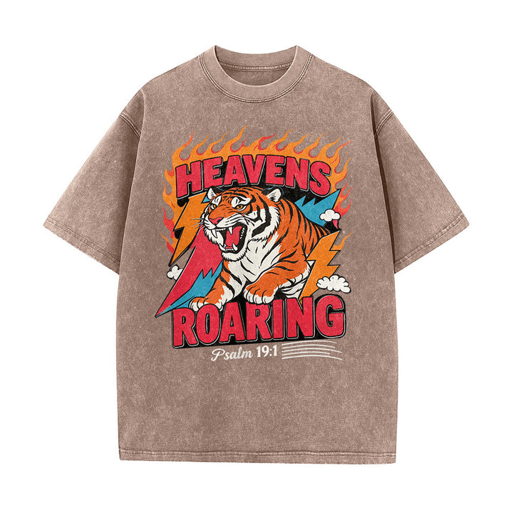 Christianartworkshop Maglietta unisex retrò con stampa "Heavens Roaring Tiger Flame Lightning Psalm 19:1" e motivo tigre ruggente. - image 17