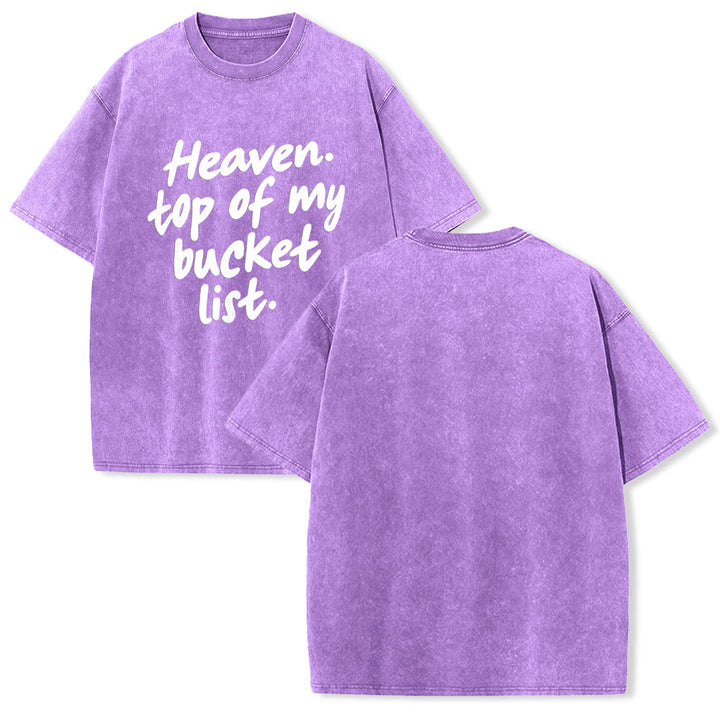 Christianartworkshop Heaven Top Of My Bucket List Soft Cursive Faith Washed Unisex T-Shirt - Viola - 5XL - image 25