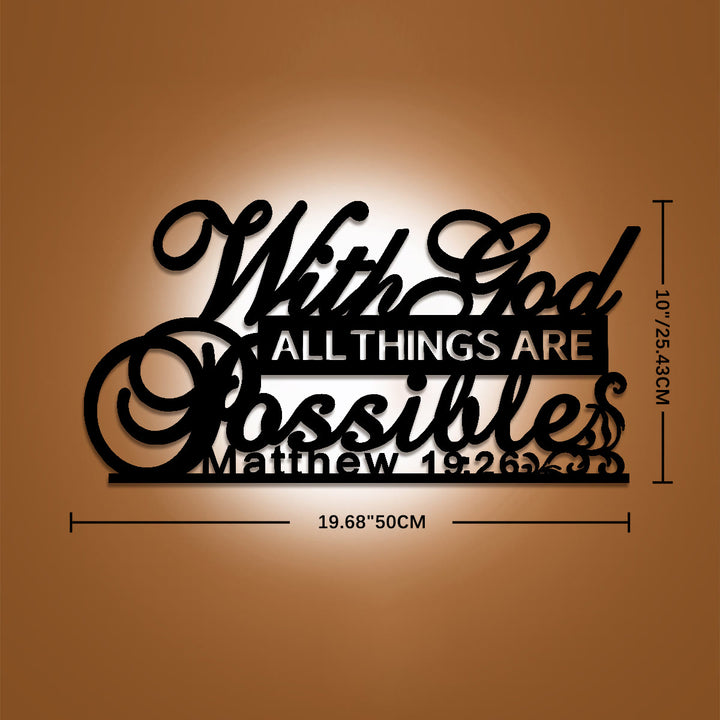 Christianartworkshop Decorazione murale in metallo con versetto "Vine Scroll" (Matteo 19:26: Con Dio tutto è possibile): emblema dell'infallibile promessa divina. - 10"*19,68"*0,06''/25,43cm*50cm*0,15cm - image 7
