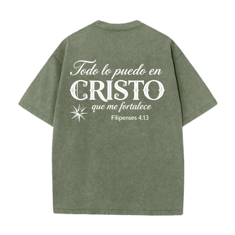 Christianartworkshop Elegante t-shirt unisex lavata con versetto spirituale spagnolo a doppio carattere e stella sul retro. - image 20