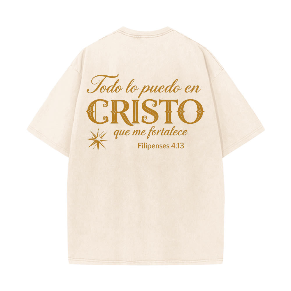 Christianartworkshop Elegante t-shirt unisex lavata con versetto spirituale spagnolo a doppio carattere e stella sul retro. - image 8