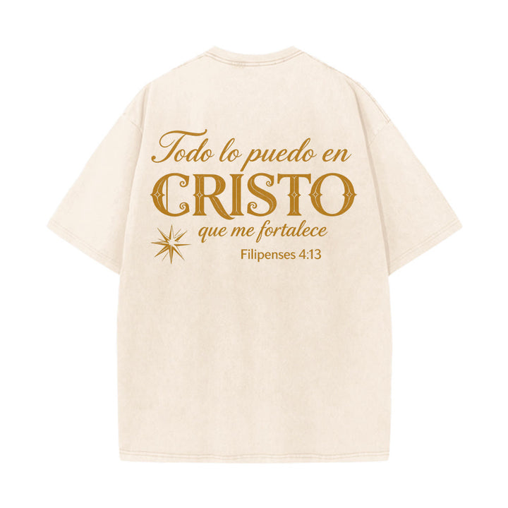 Christianartworkshop Elegante t-shirt unisex lavata con versetto spirituale spagnolo a doppio carattere e stella sul retro. - image 8