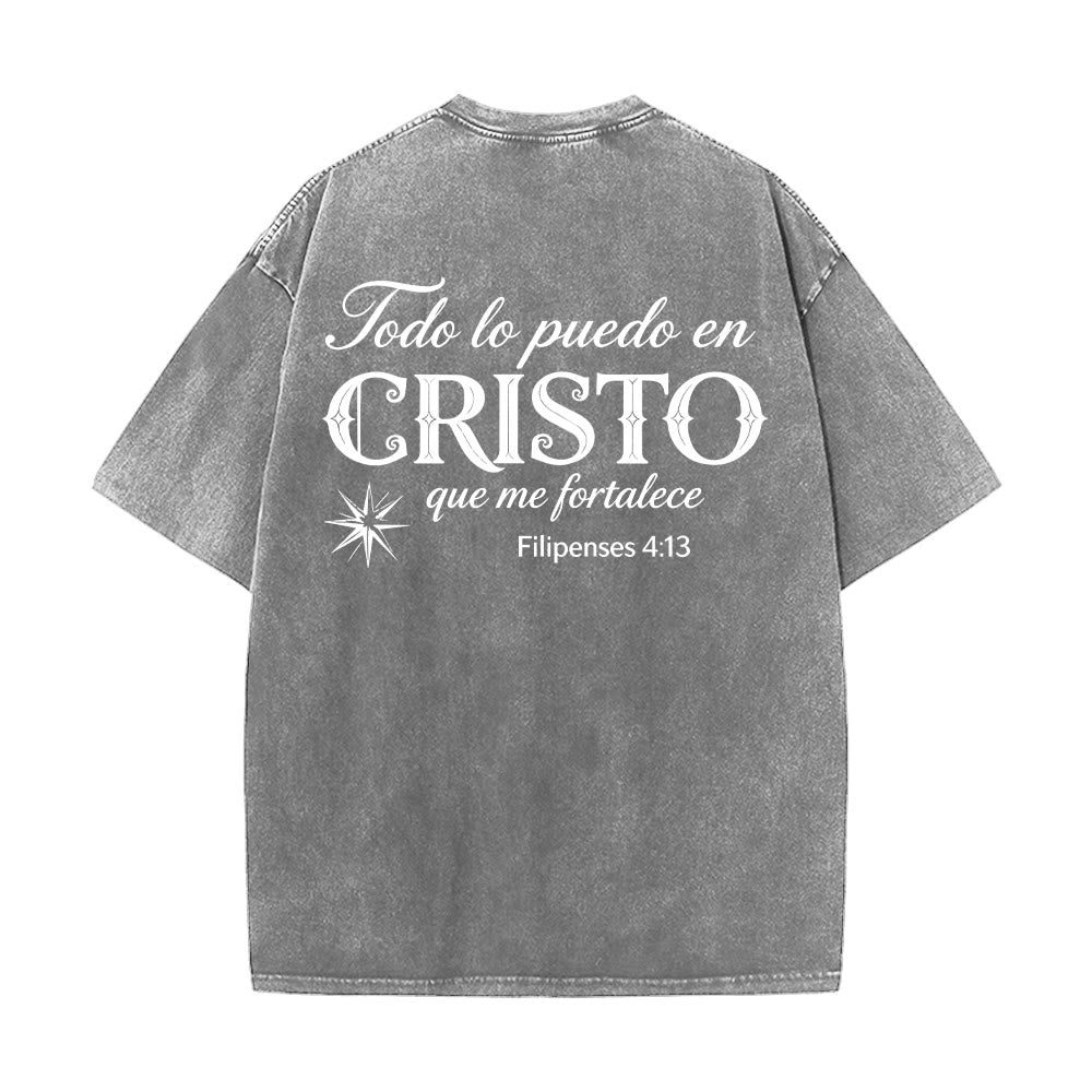 Christianartworkshop Elegante t-shirt unisex lavata con versetto spirituale spagnolo a doppio carattere e stella sul retro. - image 17