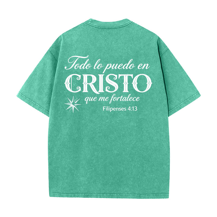 Christianartworkshop Elegante t-shirt unisex lavata con versetto spirituale spagnolo a doppio carattere e stella sul retro. - image 2
