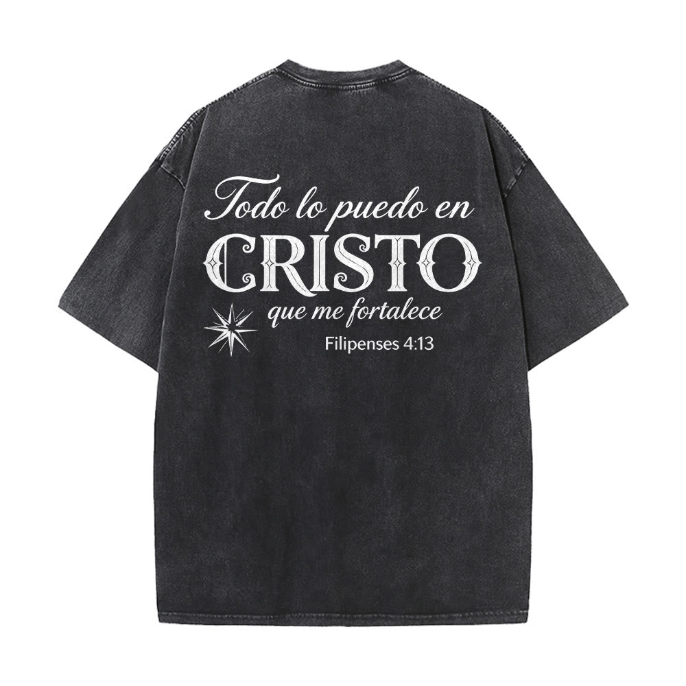 Christianartworkshop Elegante t-shirt unisex lavata con versetto spirituale spagnolo a doppio carattere e stella sul retro. - image 5