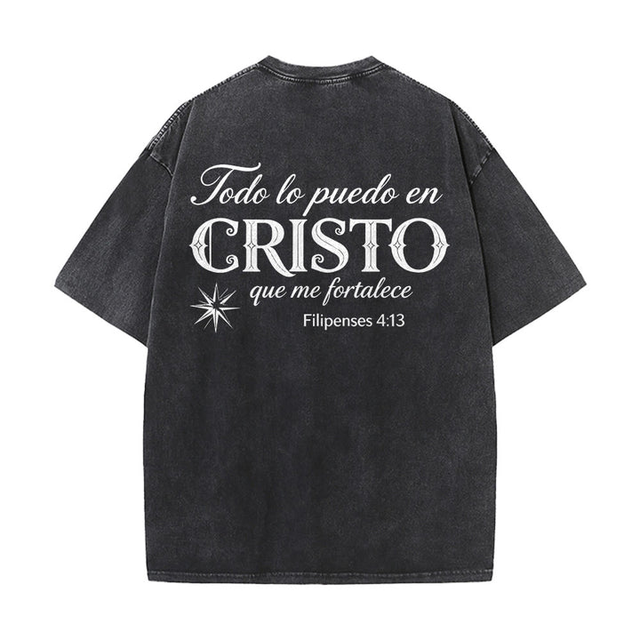 Christianartworkshop Elegante t-shirt unisex lavata con versetto spirituale spagnolo a doppio carattere e stella sul retro. - image 5