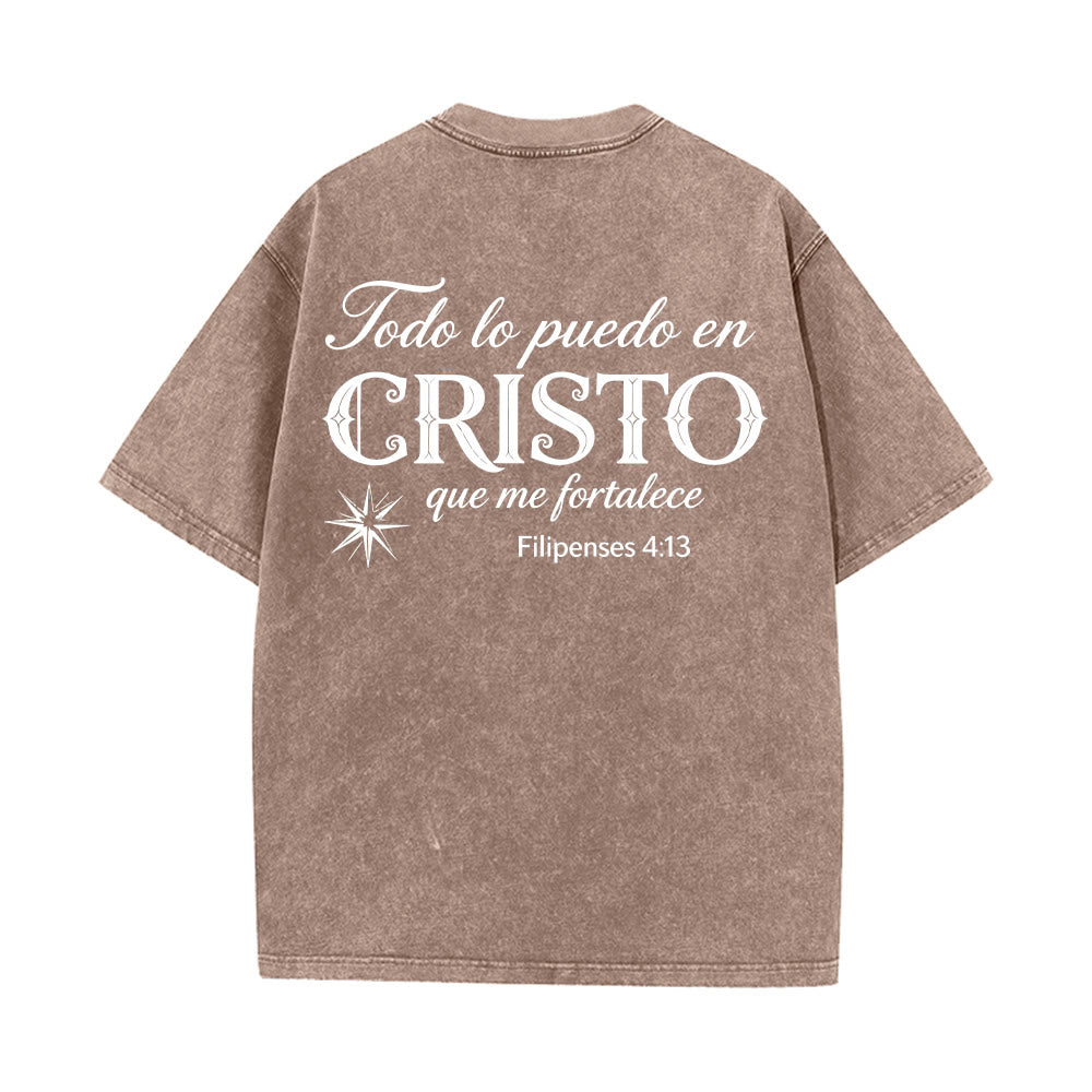 Christianartworkshop Elegante t-shirt unisex lavata con versetto spirituale spagnolo a doppio carattere e stella sul retro. - image 23