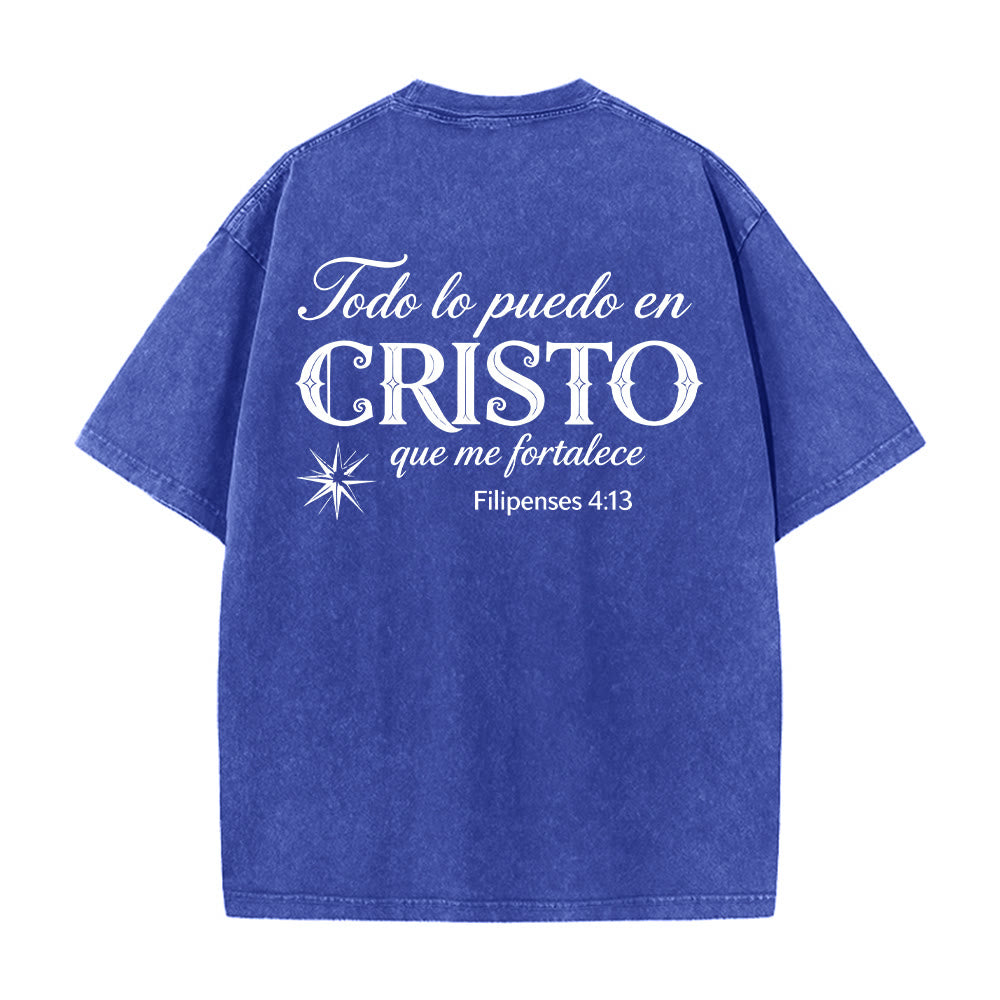 Christianartworkshop Elegante t-shirt unisex lavata con versetto spirituale spagnolo a doppio carattere e stella sul retro. - image 14