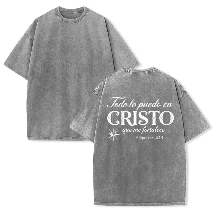 Christianartworkshop Elegante t-shirt unisex lavata con versetto spirituale spagnolo a doppio carattere e stella sul retro. - Grigio - 5XL - image 16