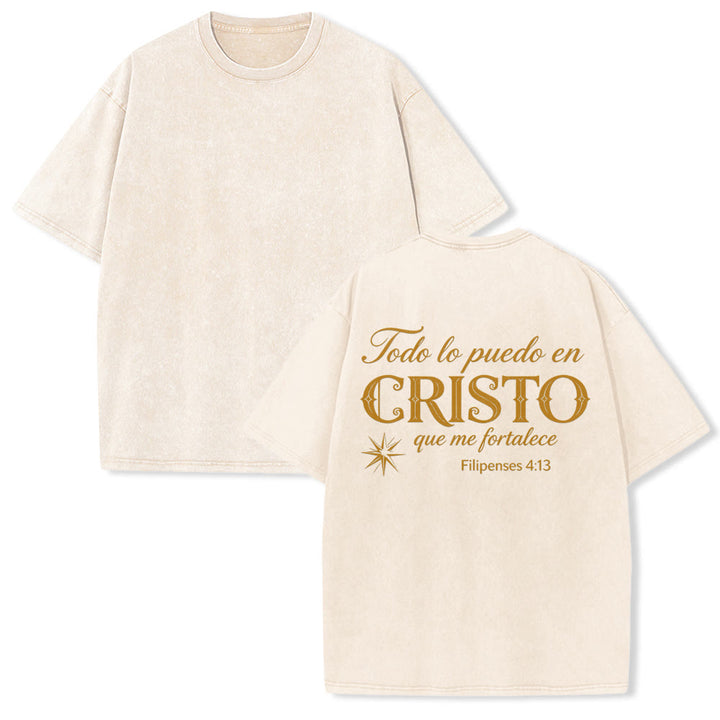 Christianartworkshop Elegante t-shirt unisex lavata con versetto spirituale spagnolo a doppio carattere e stella sul retro. - Beige - 5XL - image 7