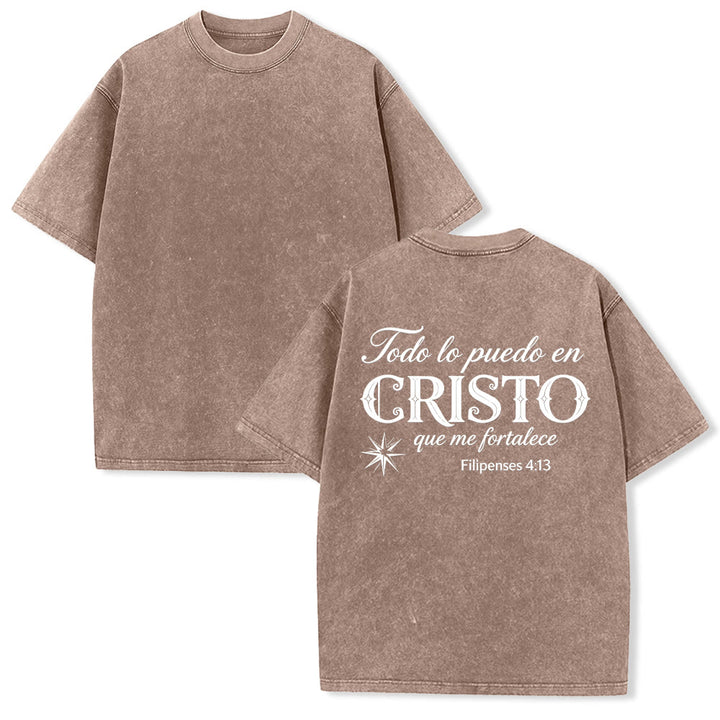 Christianartworkshop Elegante t-shirt unisex lavata con versetto spirituale spagnolo a doppio carattere e stella sul retro. - Marrone - 5XL - image 22