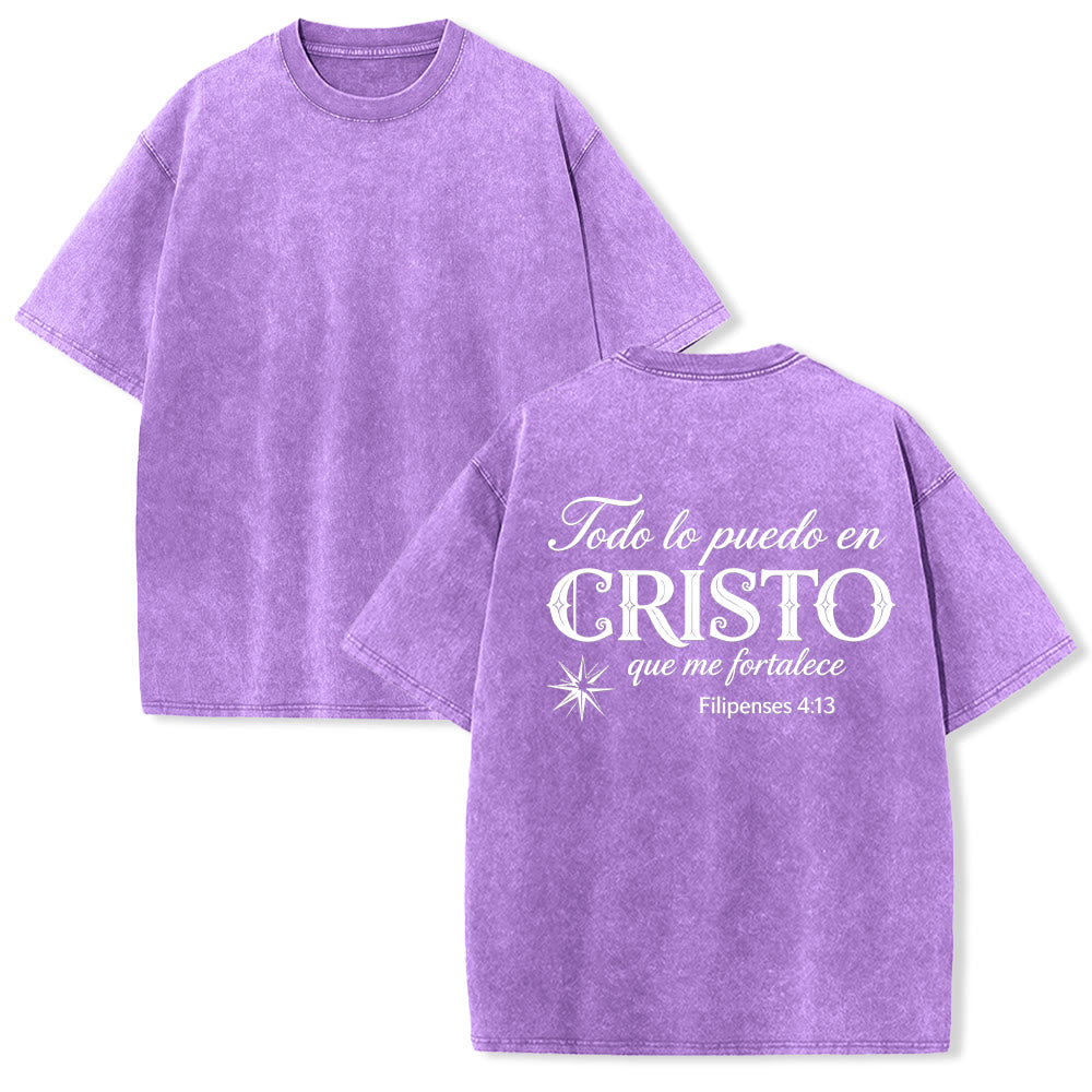 Christianartworkshop Elegante t-shirt unisex lavata con versetto spirituale spagnolo a doppio carattere e stella sul retro. - Viola - 5XL - image 10