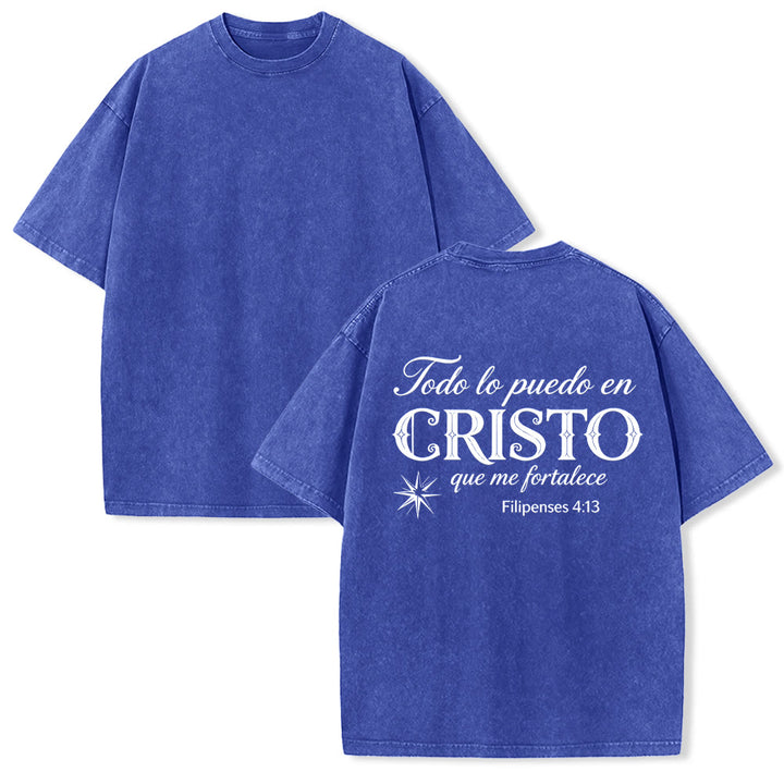 Christianartworkshop Elegante t-shirt unisex lavata con versetto spirituale spagnolo a doppio carattere e stella sul retro. - Blu - 5XL - image 13
