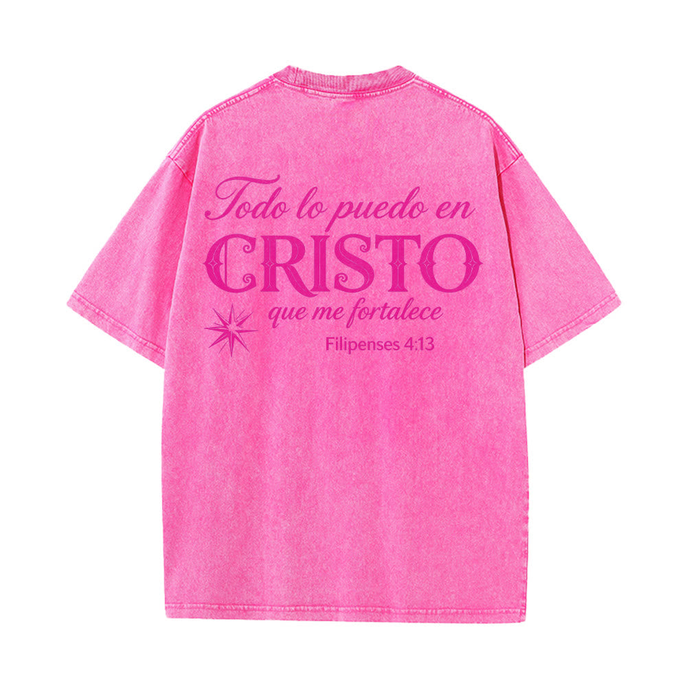 Christianartworkshop Elegante t-shirt unisex lavata con versetto spirituale spagnolo a doppio carattere e stella sul retro. - image 26
