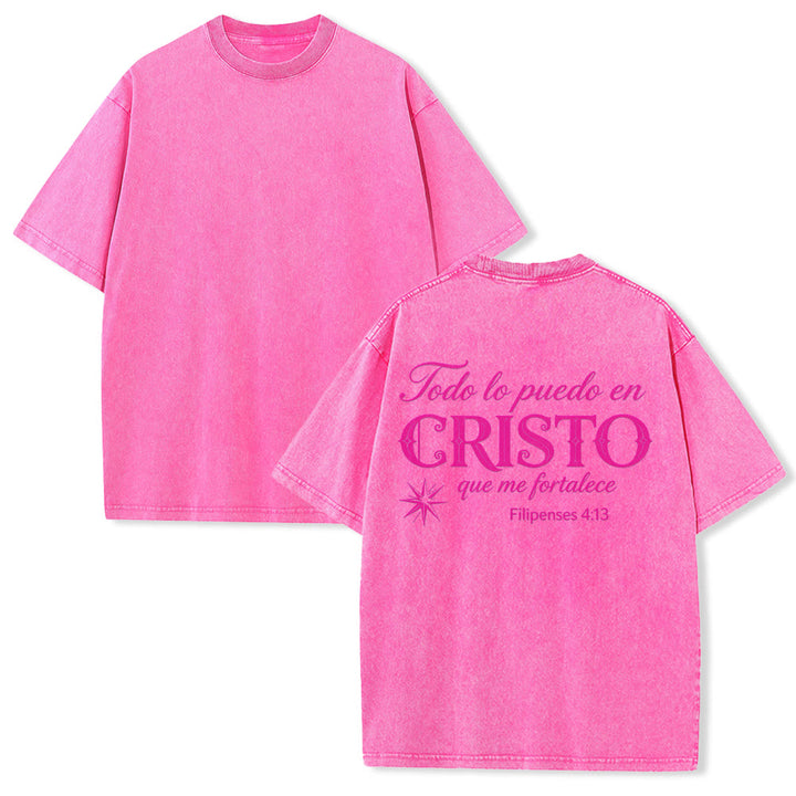 Christianartworkshop Elegante t-shirt unisex lavata con versetto spirituale spagnolo a doppio carattere e stella sul retro. - Rosa - 5XL - image 25