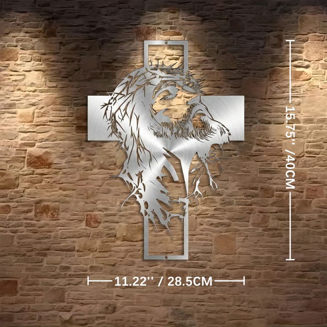 Christianartworkshop Decorazione murale in metallo con croce di Gesù e corona di spine: una sincera dichiarazione di fede  - Argento - 11,22''*15,75''*0,04''/28,5cm*40cm*0,1cm - image 14