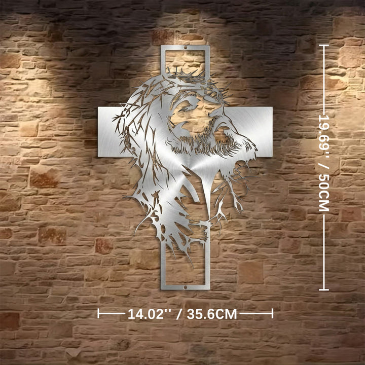 Christianartworkshop Decorazione murale in metallo con croce di Gesù e corona di spine: una sincera dichiarazione di fede  - Argento - 14,02''*19,69''*0,05''/35,6 cm*50 cm*0,12 cm - image 15