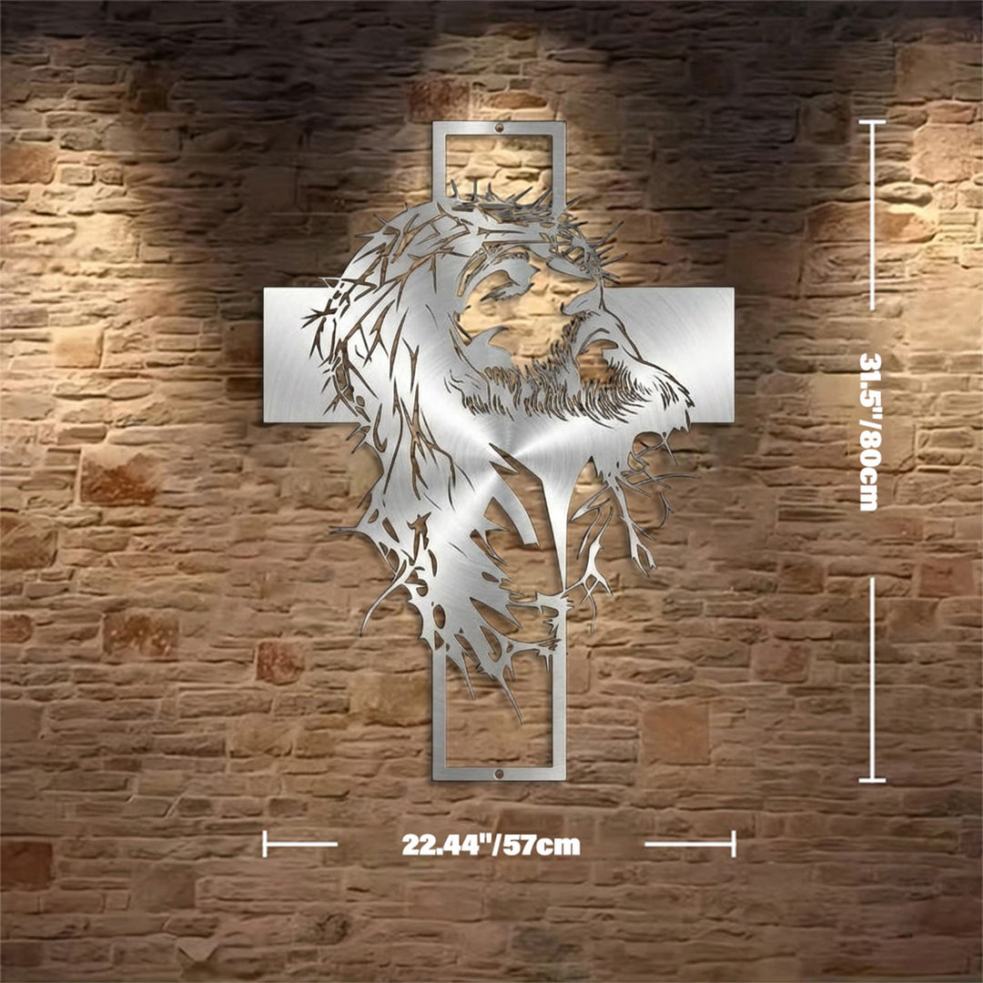 Christianartworkshop Decorazione murale in metallo con croce di Gesù e corona di spine: una sincera dichiarazione di fede  - Argento - 22,44"*31,50"*0,05"/57cm*80cm*0,12cm - image 17