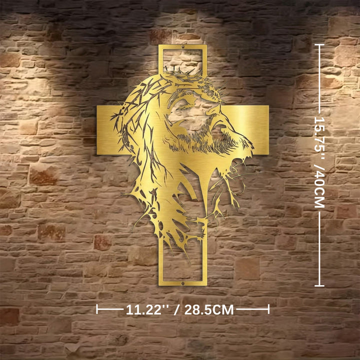 Christianartworkshop Decorazione murale in metallo con croce di Gesù e corona di spine: una sincera dichiarazione di fede  - D'oro - 11,22''*15,75''*0,04''/28,5cm*40cm*0,1cm - image 10