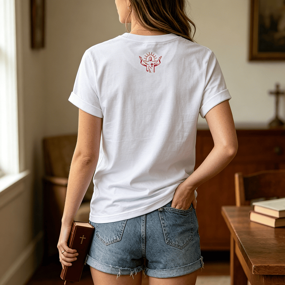 Christianartworkshop Magliette girocollo da donna con scritta Mix Serif Cursive Bow Detail God Is Within Her Bible Verse - image 1