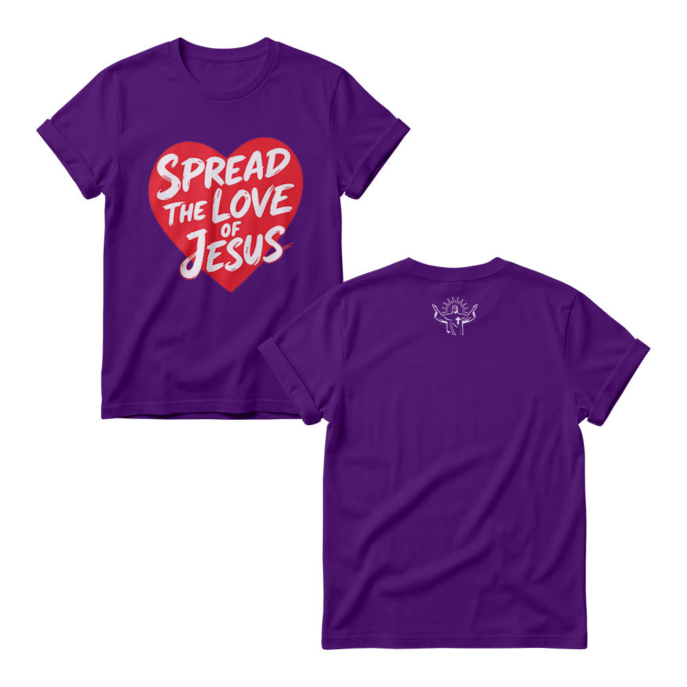 Christianartworkshop Felpa girocollo da donna con stampa frontale a forma di cuore e scritta "Spread The Love Of Jesus" - Viola - 4XL - image 7