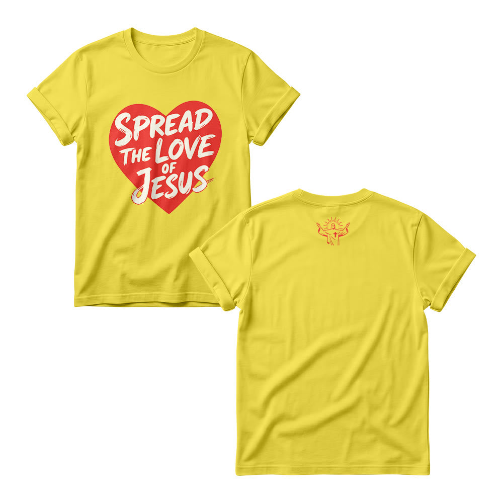Christianartworkshop Felpa girocollo da donna con stampa frontale a forma di cuore e scritta "Spread The Love Of Jesus" - Giallo - 4XL - image 2