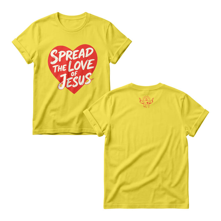 Christianartworkshop Felpa girocollo da donna con stampa frontale a forma di cuore e scritta "Spread The Love Of Jesus" - Giallo - 4XL - image 2