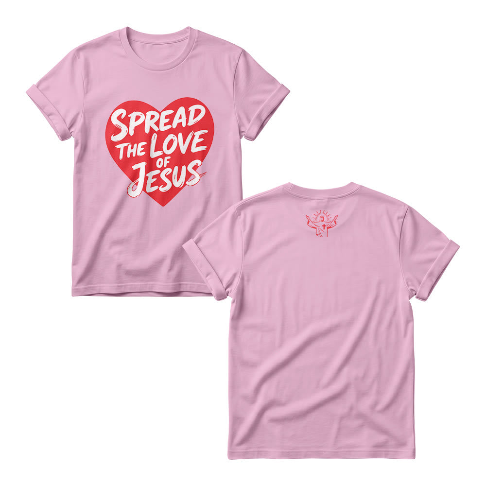 Christianartworkshop Felpa girocollo da donna con stampa frontale a forma di cuore e scritta "Spread The Love Of Jesus" - Rosa - 4XL - image 4