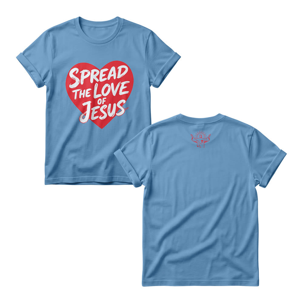 Christianartworkshop Felpa girocollo da donna con stampa frontale a forma di cuore e scritta "Spread The Love Of Jesus" - Blu - 4XL - image 5