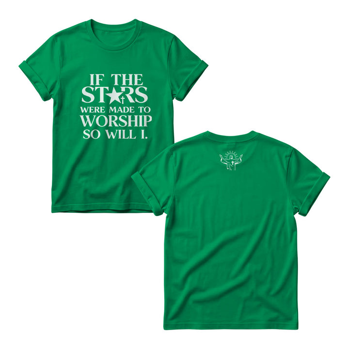 Christianartworkshop Se le stelle fossero fatte per adorare Croce Stella Sostituisci Serif Stack Stampa frontale Magliette girocollo da donna - Verde - 4XL - image 9