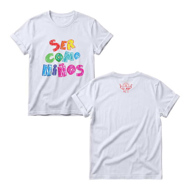 Christianartworkshop Ser Como Niños Multicolor Glossy Bubble Spanish Scripture Front Print Women’s Crewnecks - Bianco - 4XL - image 2