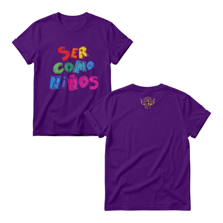 Christianartworkshop Ser Como Niños Multicolor Glossy Bubble Spanish Scripture Front Print Women’s Crewnecks - Viola - 4XL - image 7