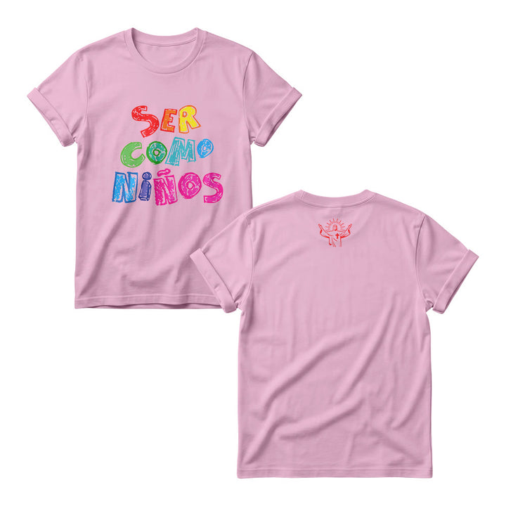Christianartworkshop Ser Como Niños Multicolor Glossy Bubble Spanish Scripture Front Print Women’s Crewnecks - Rosa - 4XL - image 1