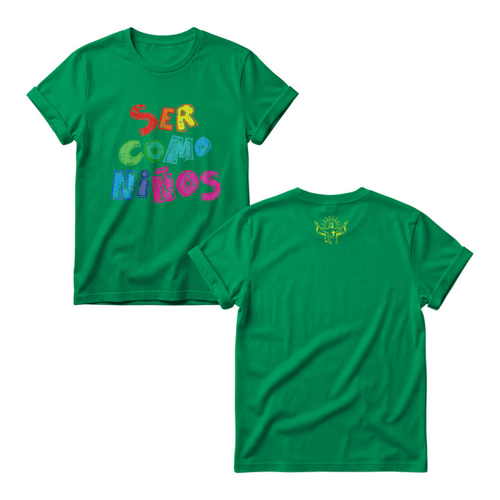 Christianartworkshop Ser Como Niños Multicolor Glossy Bubble Spanish Scripture Front Print Women’s Crewnecks - Verde - 4XL - image 9