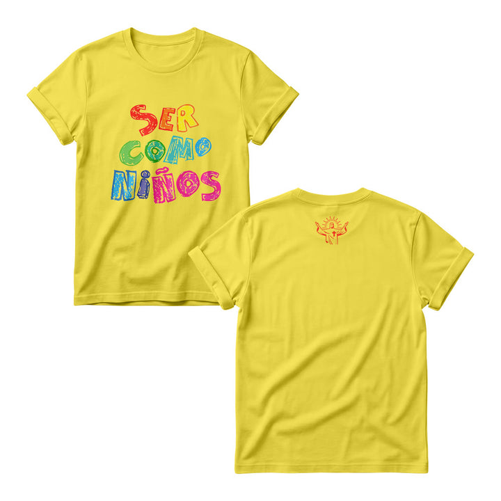 Christianartworkshop Ser Como Niños Multicolor Glossy Bubble Spanish Scripture Front Print Women’s Crewnecks - Giallo - 4XL - image 3