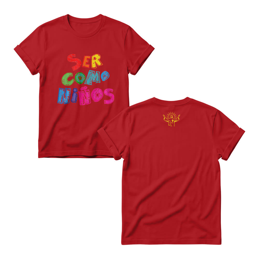 Christianartworkshop Ser Como Niños Multicolor Glossy Bubble Spanish Scripture Front Print Women’s Crewnecks - Rosso - 4XL - image 8